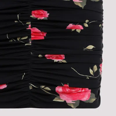 Magda Butrym Draped Floral-print Mini Dress In Black