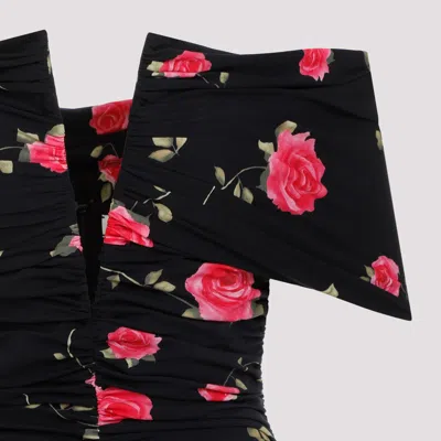 Magda Butrym Draped Floral-print Mini Dress In Black