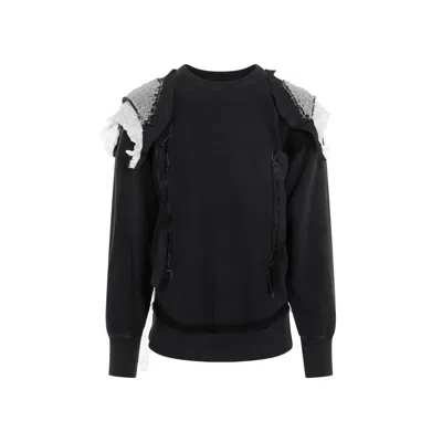 Maison Margiela Ruffled Sweatshirt Featuring Contrasting Stitching In Grey
