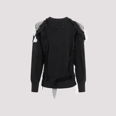 Maison Margiela Ruffled Sweatshirt Featuring Contrasting Stitching In Grey