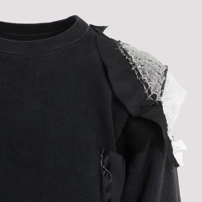 Maison Margiela Ruffled Sweatshirt Featuring Contrasting Stitching In Grey