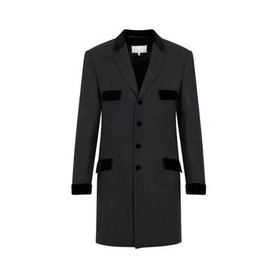 Maison Margiela Charcoal Gray Wool Long Jacket In Grey
