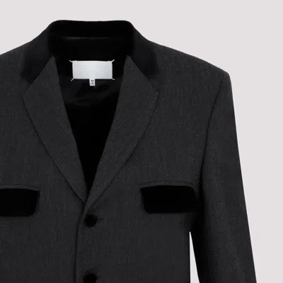 Maison Margiela Charcoal Gray Wool Long Jacket In Grey