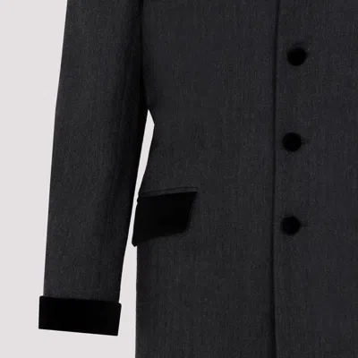 Maison Margiela Charcoal Gray Wool Long Jacket In Grey