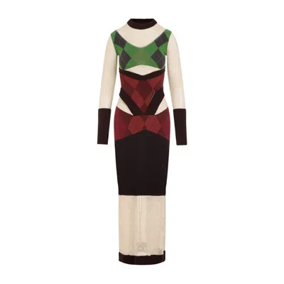 Marine Serre Regenerated Lozenge-knit Midi Dress In Multicolour