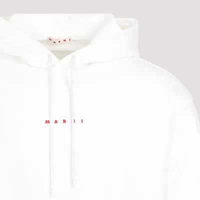 Marni Blue Hoodie With Logo On Chest For Men In White