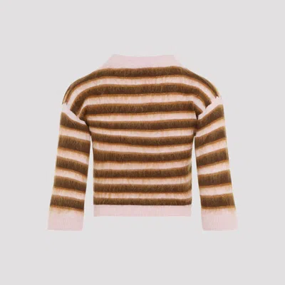 Marni Cropped Cardigan With Playful Stripe Pattern In Multicolor