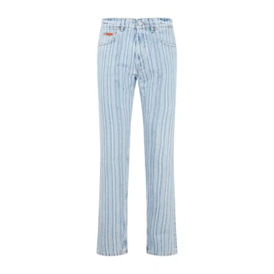 Martine Rose Light Blue Pinstripe Straight Leg Jeans In Blue