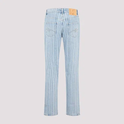 Martine Rose Light Blue Pinstripe Straight Leg Jeans In Blue
