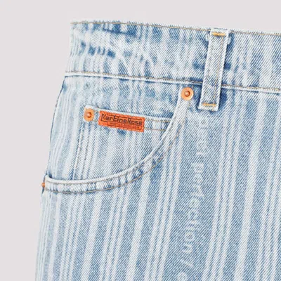 Martine Rose Light Blue Pinstripe Straight Leg Jeans In Blue