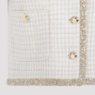 Miu Miu Check-pattern Tweed Jacket In Beige