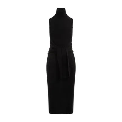 Mm6 Maison Margiela Mm6 By Maison Margiela Black Wool Midi Dress In Black