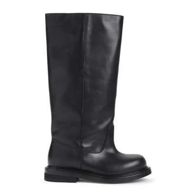 Moschino Elegant Black Leather Ankle Boots With Mini Heel In Black