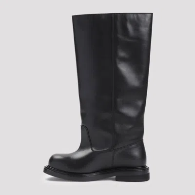 Moschino Elegant Black Leather Ankle Boots With Mini Heel In Black