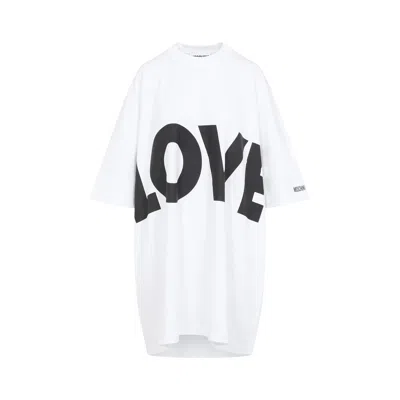 Moschino Logo-print Cotton Dress In White
