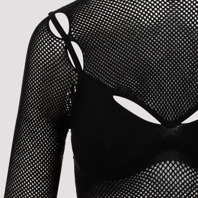 Off-white Net Arrow Bralette Black Viscose Top In Black