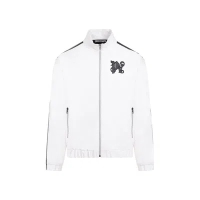 Palm Angels Monogram Off White Leather Jacket In White