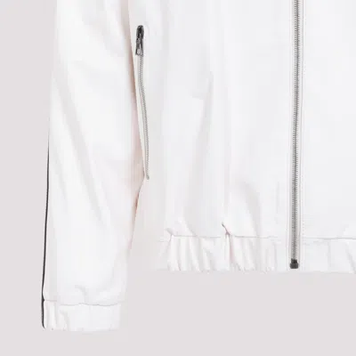 Palm Angels Monogram Off White Leather Jacket In White