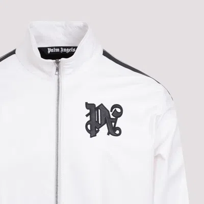 Palm Angels Monogram Off White Leather Jacket In White