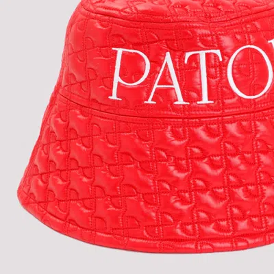 Patou Logo-embroidered Quilted Bucket Hat In Red