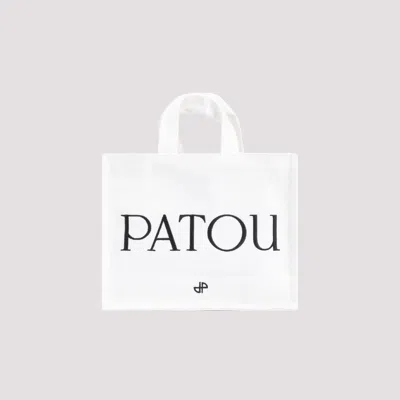 Patou Small Logo-printed Top Handle Bag In White