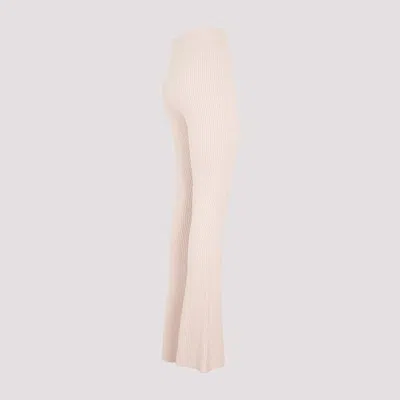 Peserico Flare Knit Rib Nude Fleece Wool Pant In Beige