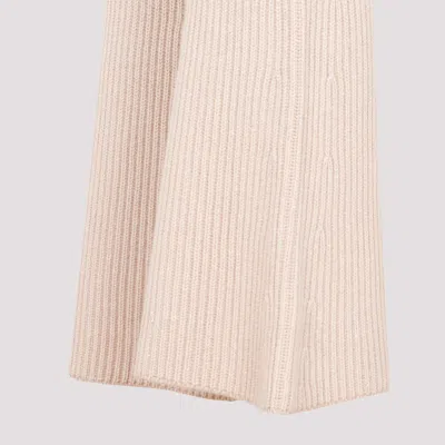 Peserico Flare Knit Rib Nude Fleece Wool Pant In Beige