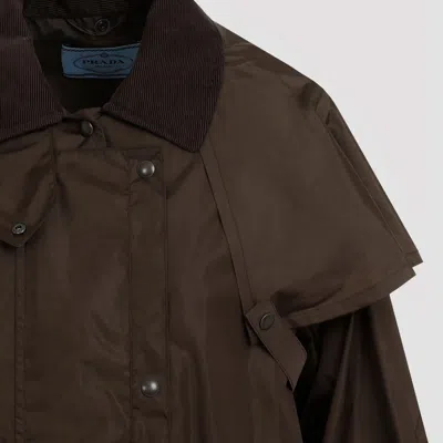 Prada Brown Polyamide Jacket In Brown