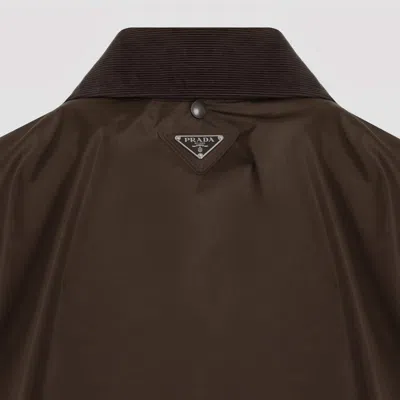 Prada Brown Polyamide Jacket In Brown