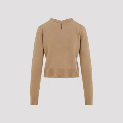 Rabanne Ribbed Knit Wool Cashmere Sweater In Beige