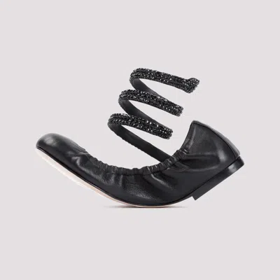 René Caovilla Rene Caovilla Cleo 10 Crystal Ballerinas In Black