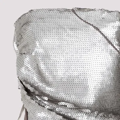 Rick Owens Grey Dust Pearl Sequinned Long Top In Grey