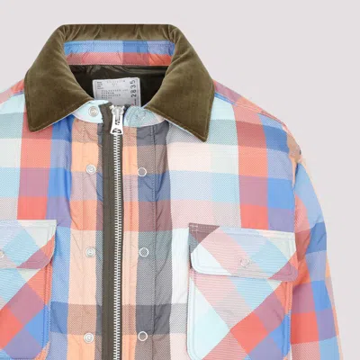 Sacai Check-pattern Zip-up Bomber Jacket In Multi