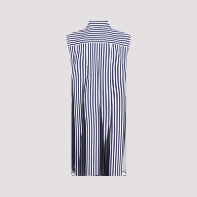 Sacai Navy Blue Stripes Cotton Thomas Mason Dress In Blue
