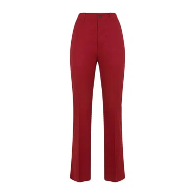Saint Laurent Cotton-twill Straight-leg Pants In Red