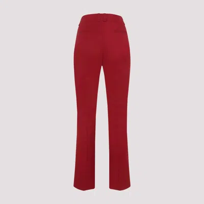 Saint Laurent Cotton-twill Straight-leg Pants In Red