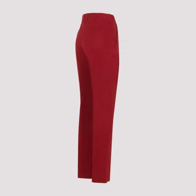 Saint Laurent Cotton-twill Straight-leg Pants In Red