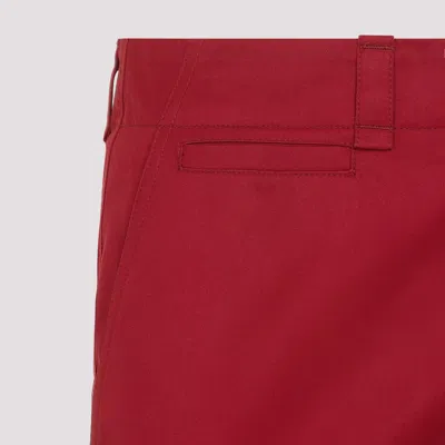 Saint Laurent Cotton-twill Straight-leg Pants In Red