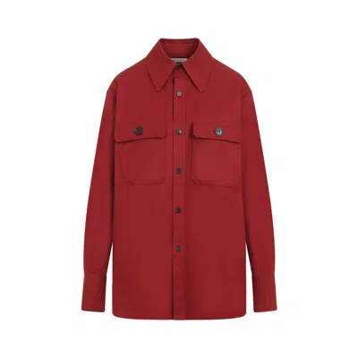 Saint Laurent Saharienne Long-sleeved Shirt In Red