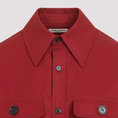 Saint Laurent Saharienne Long-sleeved Shirt In Red
