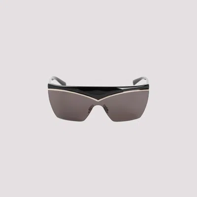 Saint Laurent Sl 614 Mask Sunglasses With Metal Accents In Black