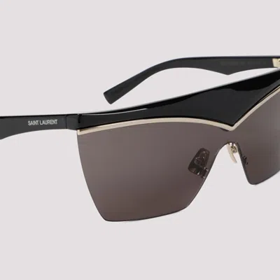 Saint Laurent Sl 614 Mask Sunglasses With Metal Accents In Black