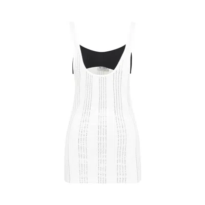 Attico Flat Ribbed Jersey Tank Top In White