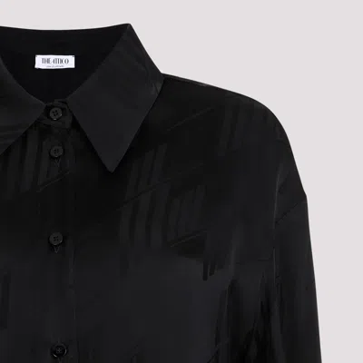 Attico Long-sleeved Satin Overall In Black