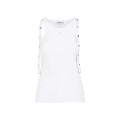 Attico Strap Detail Ribbed Tank Top In White
