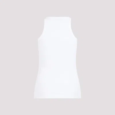 Attico Strap Detail Ribbed Tank Top In White