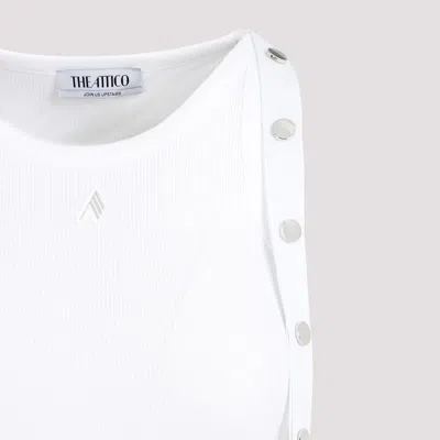 Attico Strap Detail Ribbed Tank Top In White