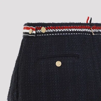 Thom Browne Elegant Thigh-length Side Tab Skirt In Blue