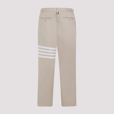 Thom Browne Camel Beige Cotton Unconstructed Straight Leg Trousers In Brown