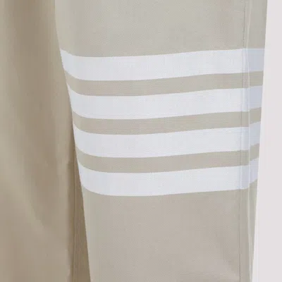 Thom Browne Camel Beige Cotton Unconstructed Straight Leg Trousers In Brown